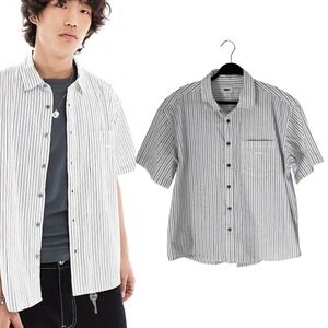 OBEY Bigwig Stellar SS Shirt Black Multi Stripe Short Sleeve Button Up Mens L